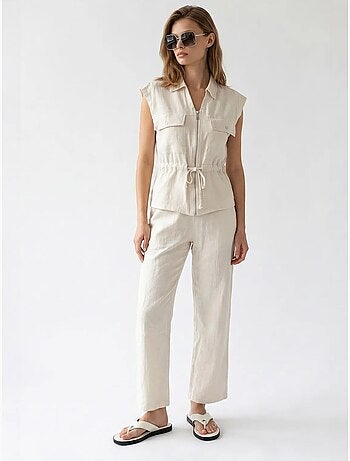 Set in cotone con gilet senza maniche e pantaloni a gamba larga mixray