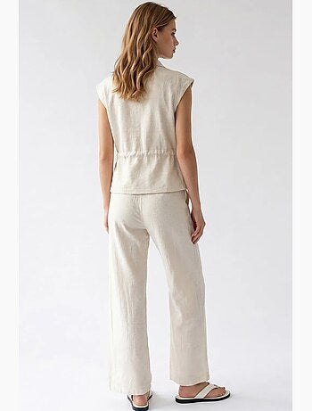 Set in cotone con gilet senza maniche e pantaloni a gamba larga mixray