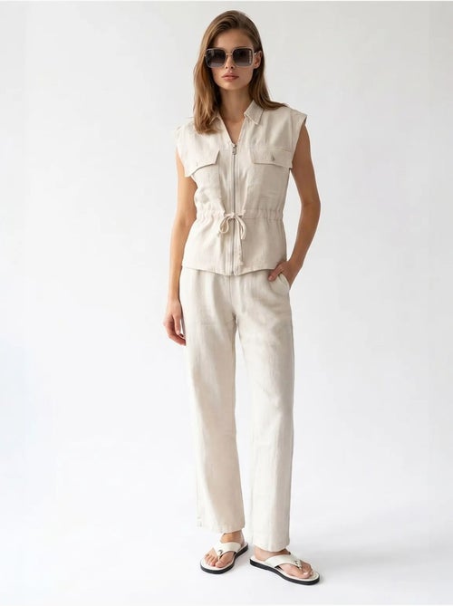 Set in cotone con gilet senza maniche e pantaloni a gamba larga mixray - Kiabi Set in cotone con gilet senza maniche e pantaloni a gamba larga mixray - Kiabi