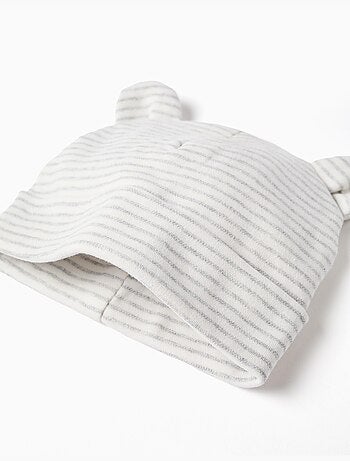 Set in cotone di berretto + guanti a righe