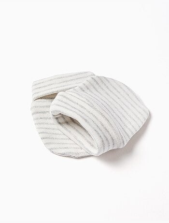 Set in cotone di berretto + guanti a righe