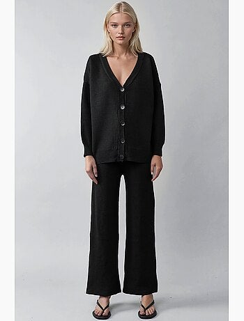 Set in maglia con cardigan con scollo a v e pantaloni a gamba ampia my fashion
