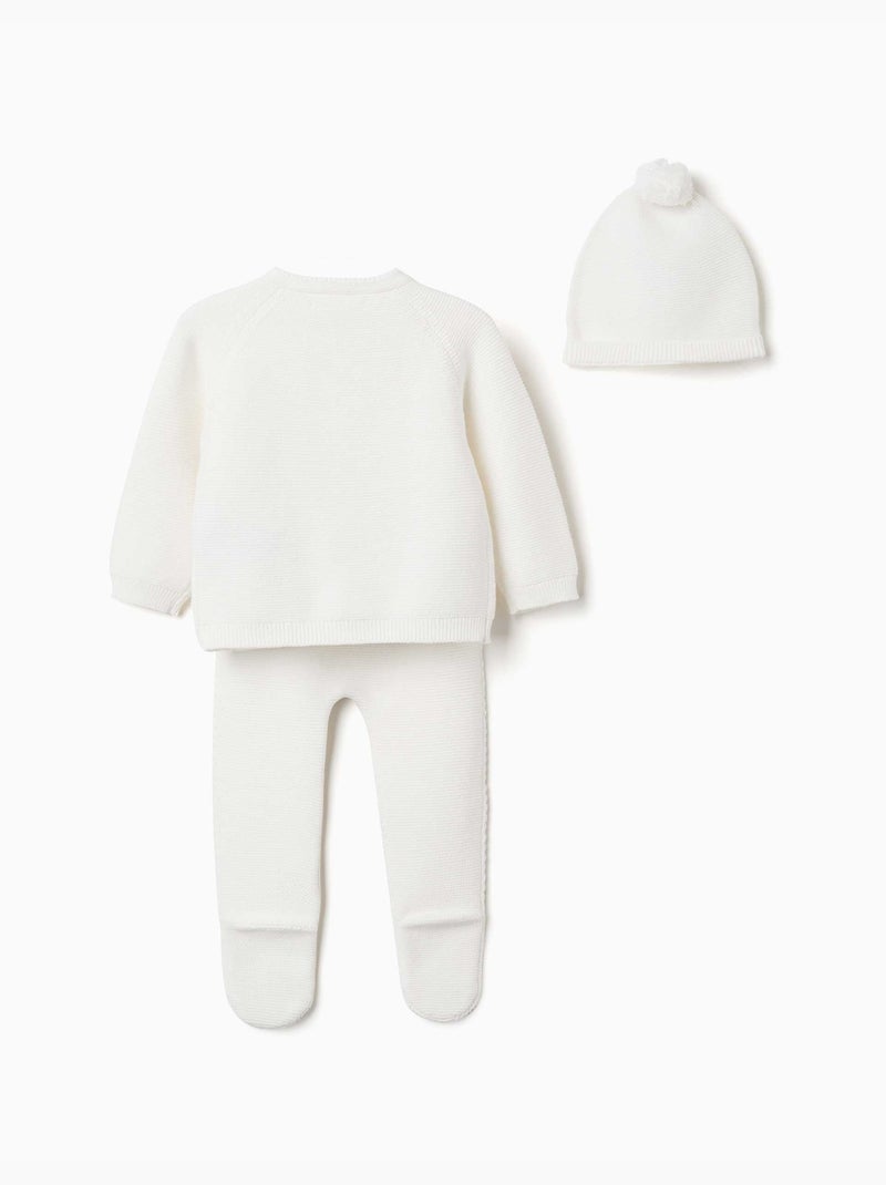 Set in maglia di cotone 3 pezzi Bianco - Kiabi