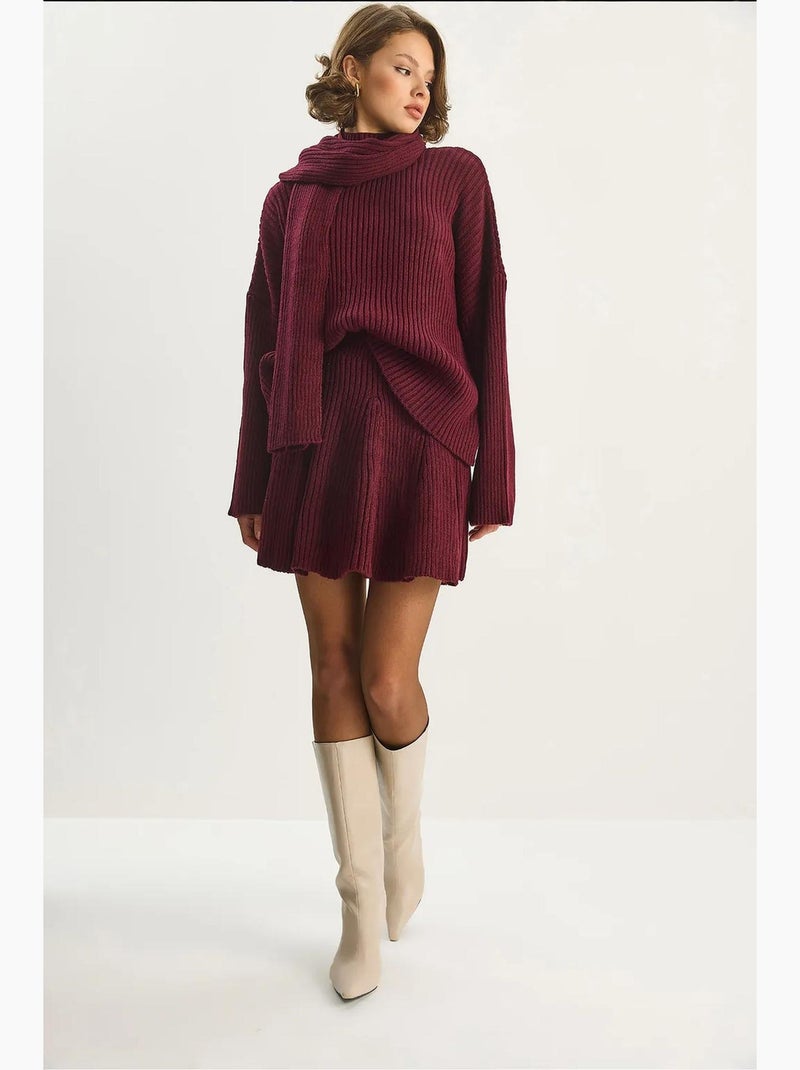 Set in maglieria a due pezzi con collo a scialle lucci Rosso bordeaux - Kiabi