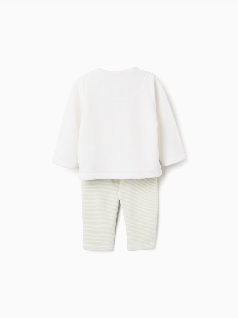 Set in velluto di maglione + pantaloni a righe Bianco - Kiabi