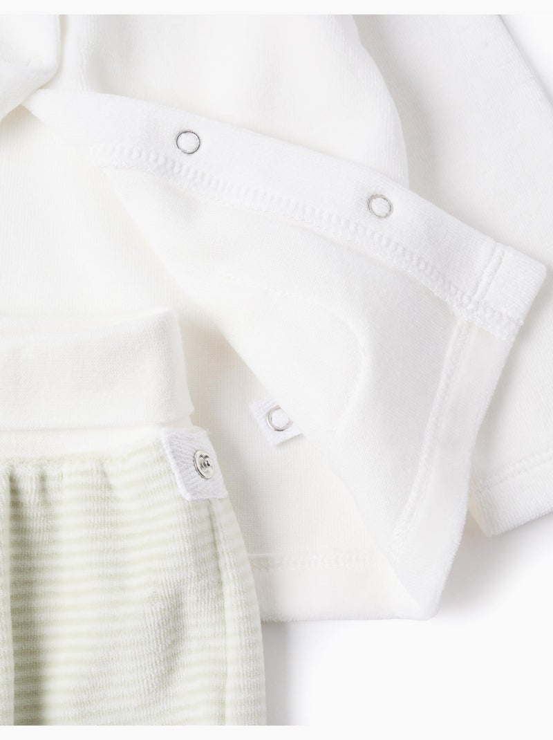 Set in velluto di maglione + pantaloni a righe Bianco - Kiabi
