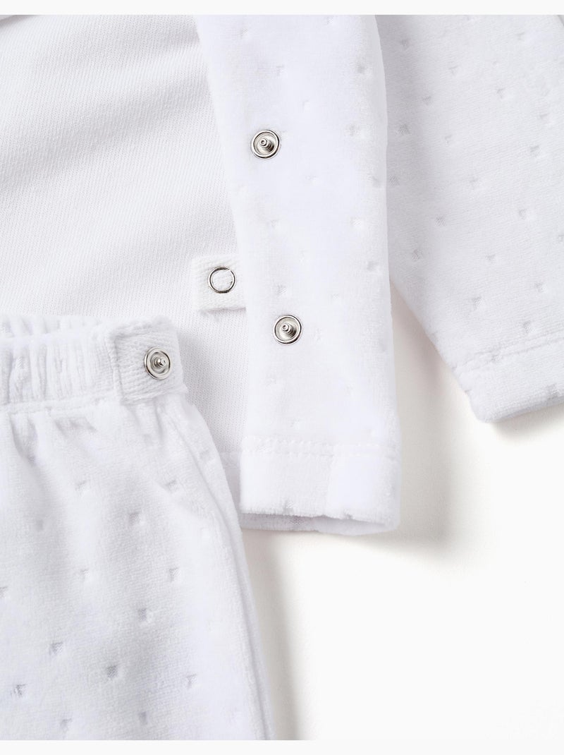 Set in velluto di maglione + pantaloni con piedini Bianco - Kiabi