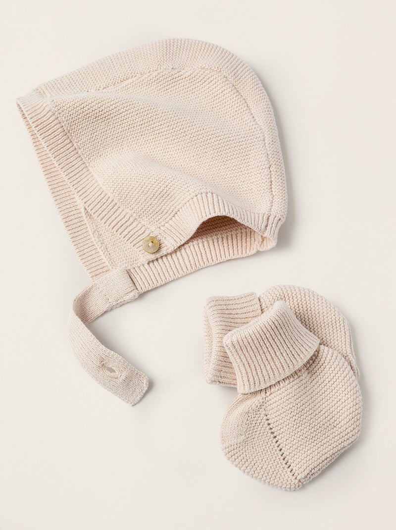 Set lavorato a maglia 4 pezzi in cotone Beige chiaro - Kiabi