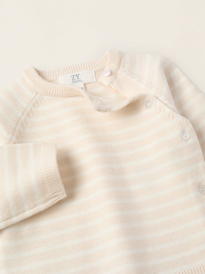 Set lavorato a maglia a righe Grigio chiaro - Kiabi