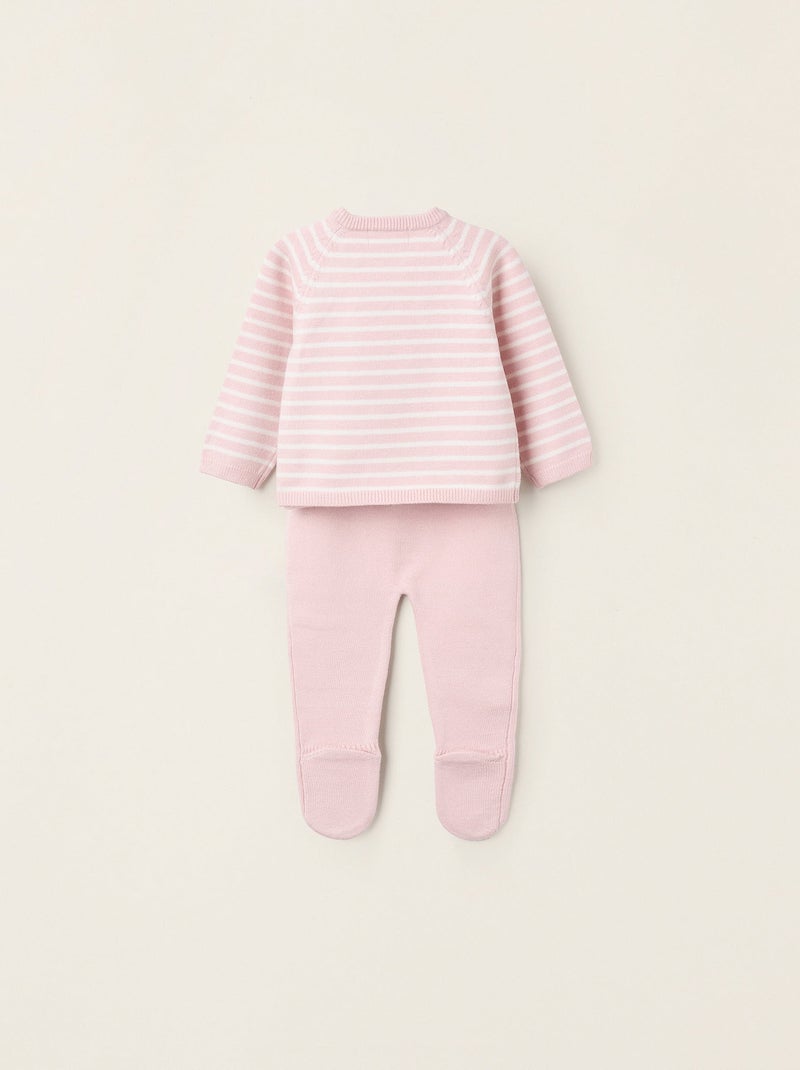 Set lavorato a maglia a righe Rosa - Kiabi