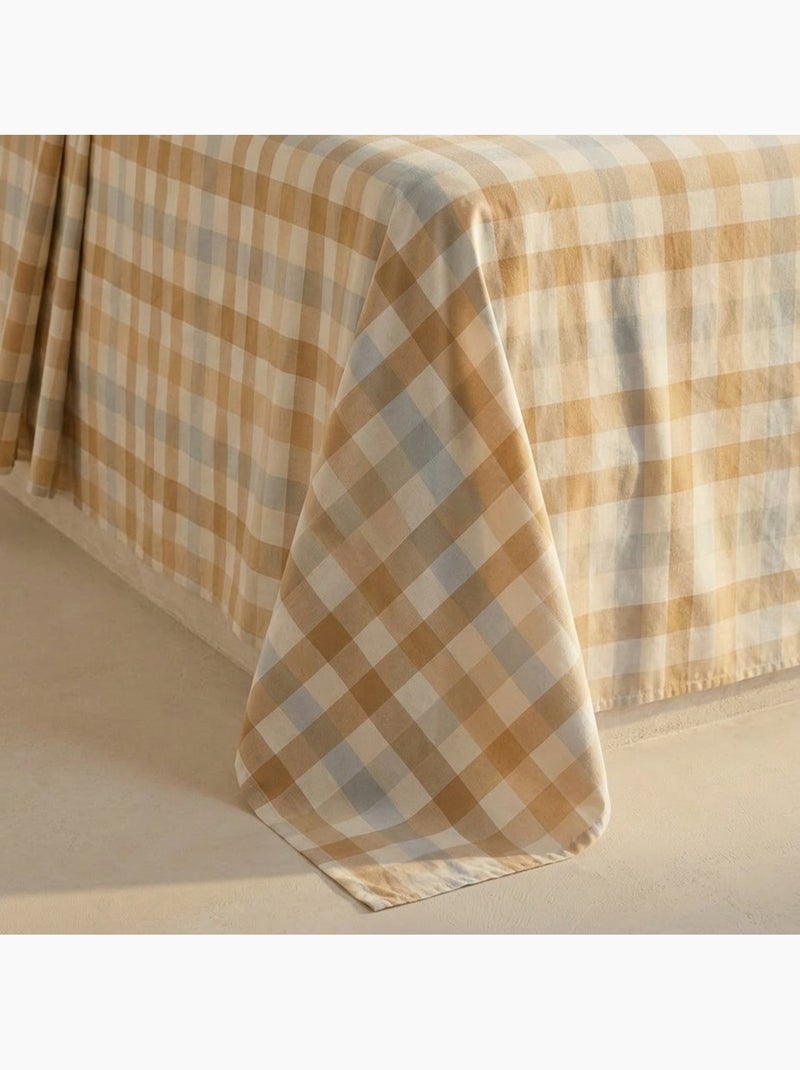 Set lenzuola 100% cotone a quadretti Vichy, include federa - Gamusi Bianco Beige Blu - Kiabi