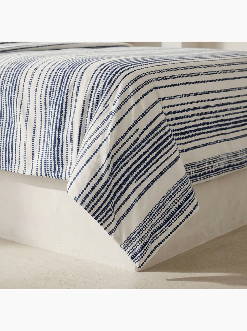 Set lenzuola 100% cotone a righe, include federa - Gamusi Bianco Blu - Kiabi