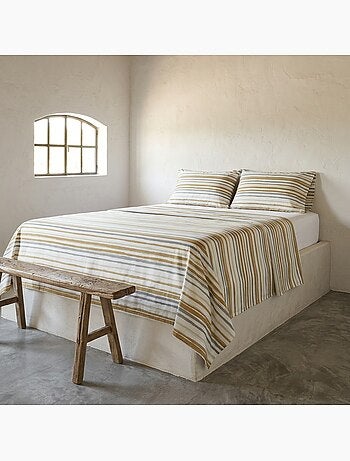 Set lenzuola 100% cotone a righe, include federa - Gamusi
