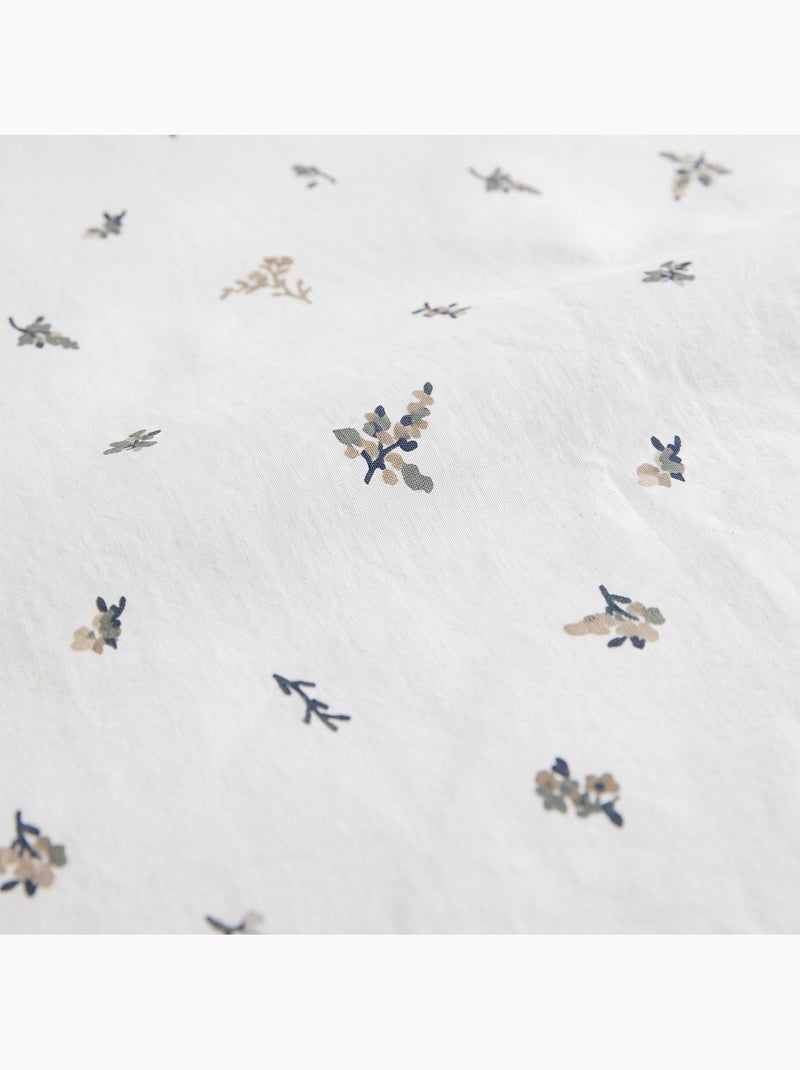 Set lenzuola 100% cotone con federa/e, motivo floreale - gamusi. Blu beige - Kiabi