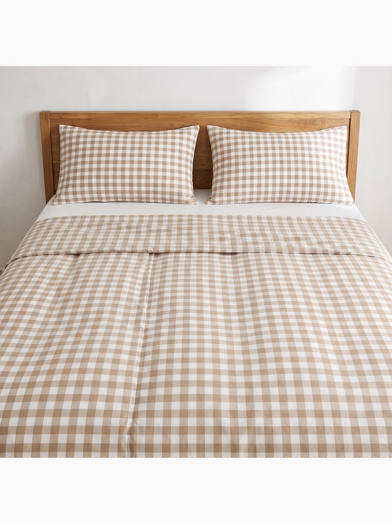Set lenzuola 100% cotone con federa/e, quadretti vichy - gamusi. Beige - Kiabi