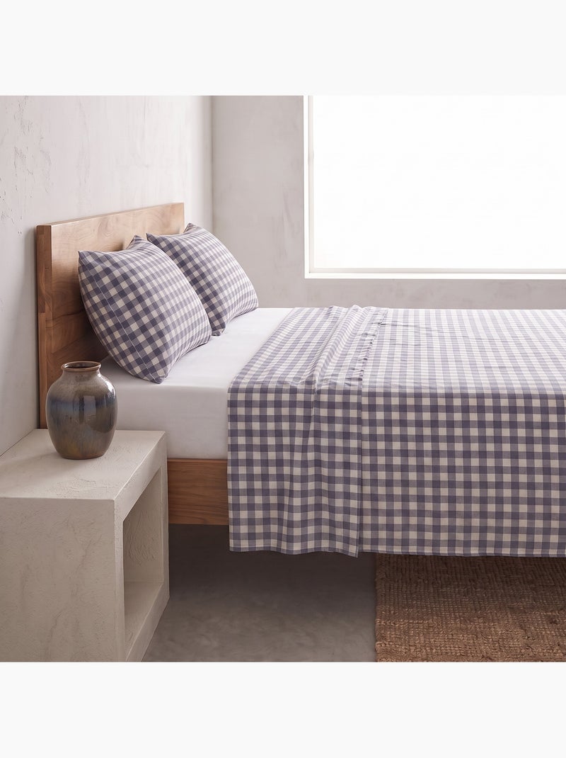 Set lenzuola 100% cotone con federa/e, quadretti vichy - gamusi. Blu - Kiabi