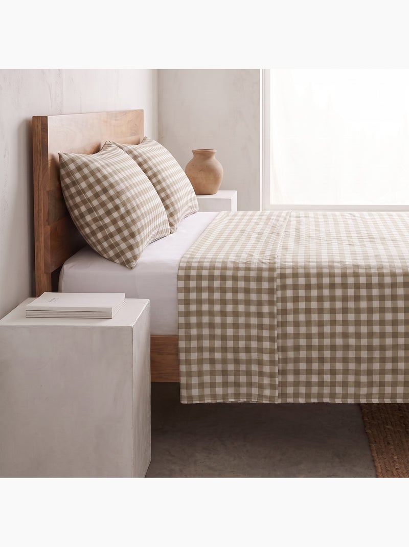 Set lenzuola 100% cotone con federa/e, quadretti vichy - gamusi. Verde - Kiabi