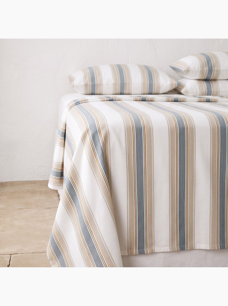 Set lenzuola 100% cotone con federa/e, righe larghe - gamusi. Beige - Kiabi