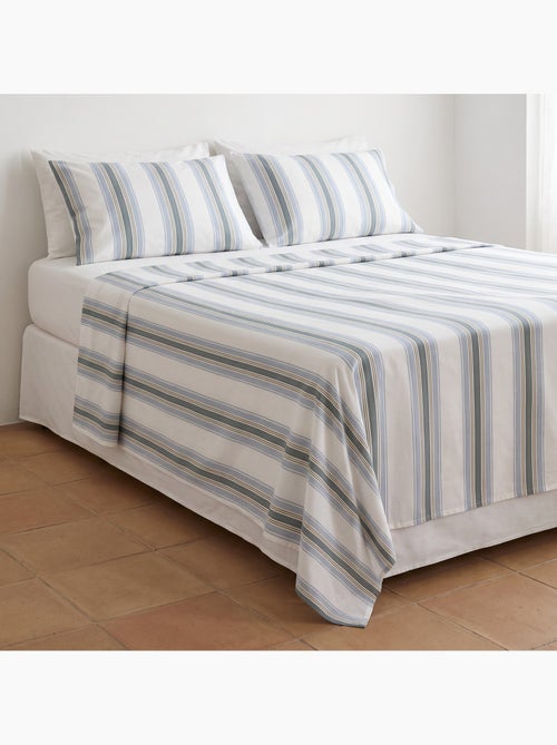 Set lenzuola 100% cotone con federa/e, righe larghe - gamusi. - Kiabi