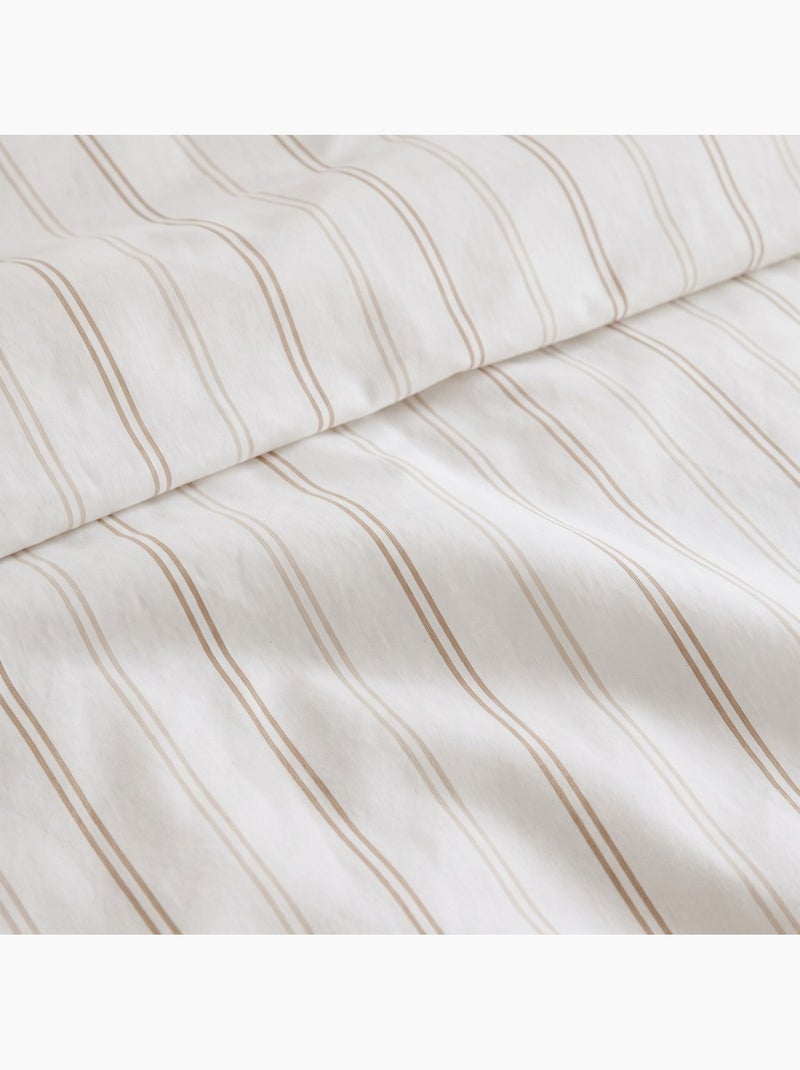 Set lenzuola 100% cotone con federa/e, righe sottili - gamusi. Beige - Kiabi