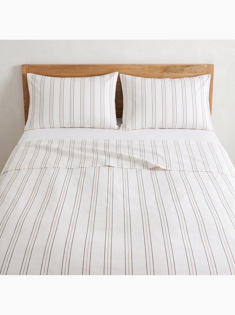 Set lenzuola 100% cotone con federa/e, righe sottili - gamusi. Grigio chiaro - Kiabi