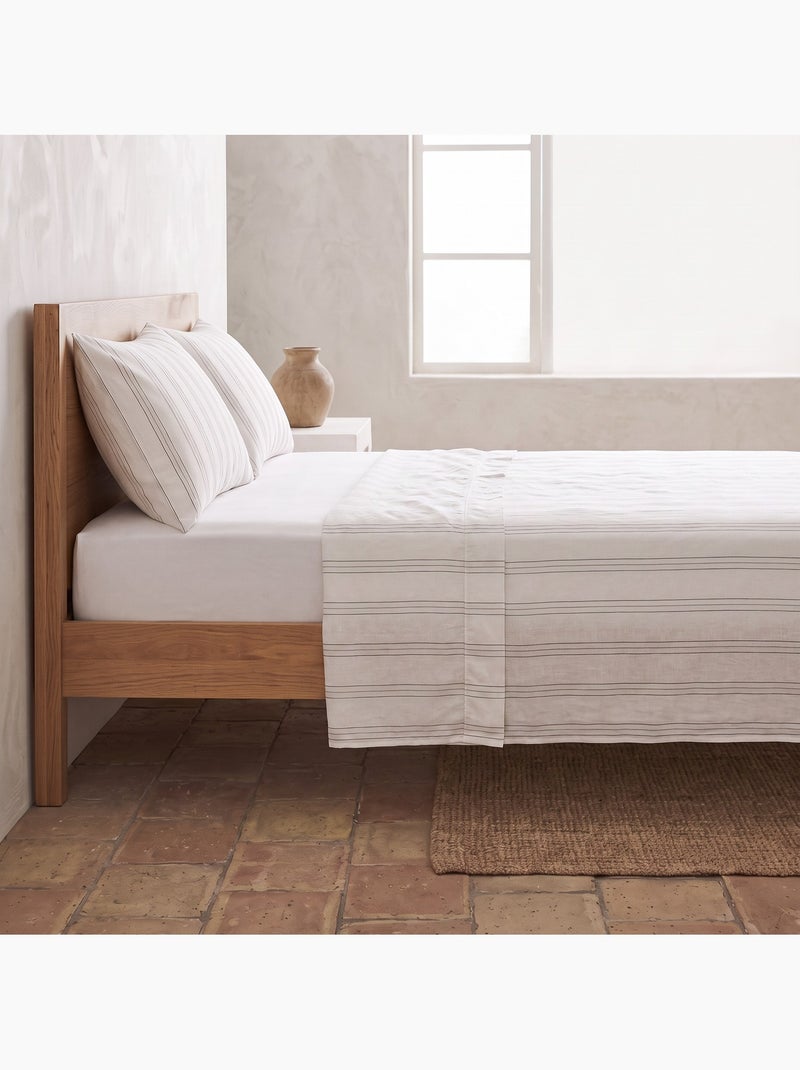 Set lenzuola 100% cotone con federa/e, righe sottili - gamusi. Grigio chiaro - Kiabi