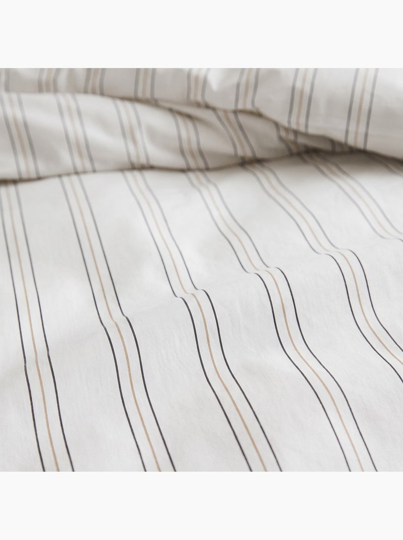 Set lenzuola 100% cotone con federa/e, righe sottili - gamusi. Grigio chiaro - Kiabi