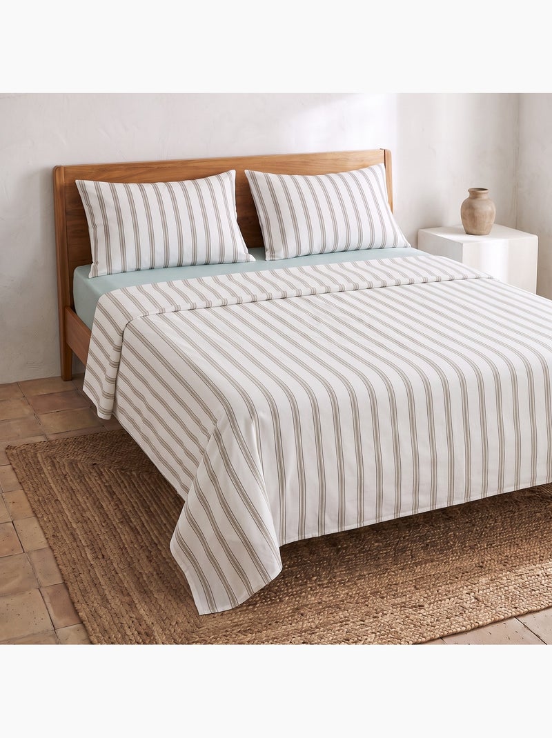 Set lenzuola 100% cotone con federa/e, righe sottili - gamusi. Verde salvia - Kiabi