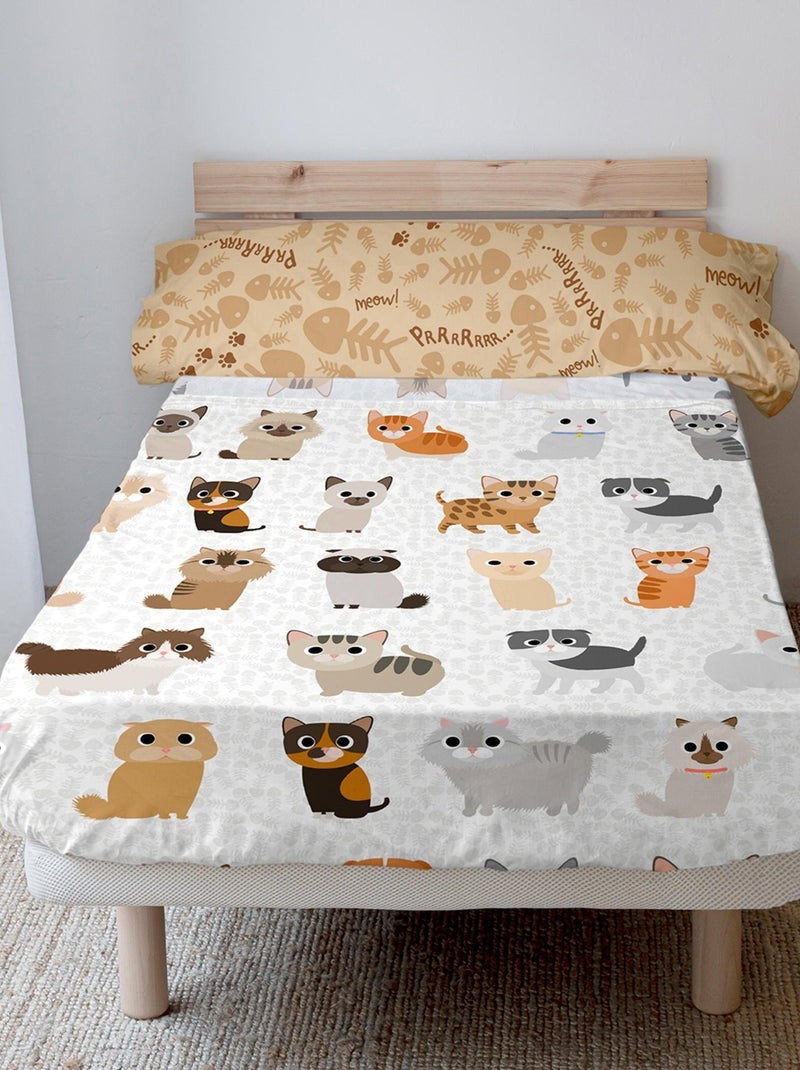 Set lenzuola 2 pezzi Cats "Happyfriday" Bianco - Kiabi