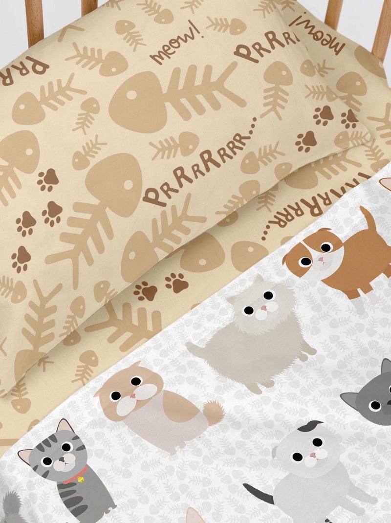 Set lenzuola 2 pezzi Cats "Happyfriday" Bianco - Kiabi