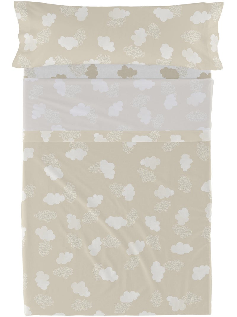 Set lenzuola 2 pezzi Clouds "Happyfriday" Beige - Kiabi