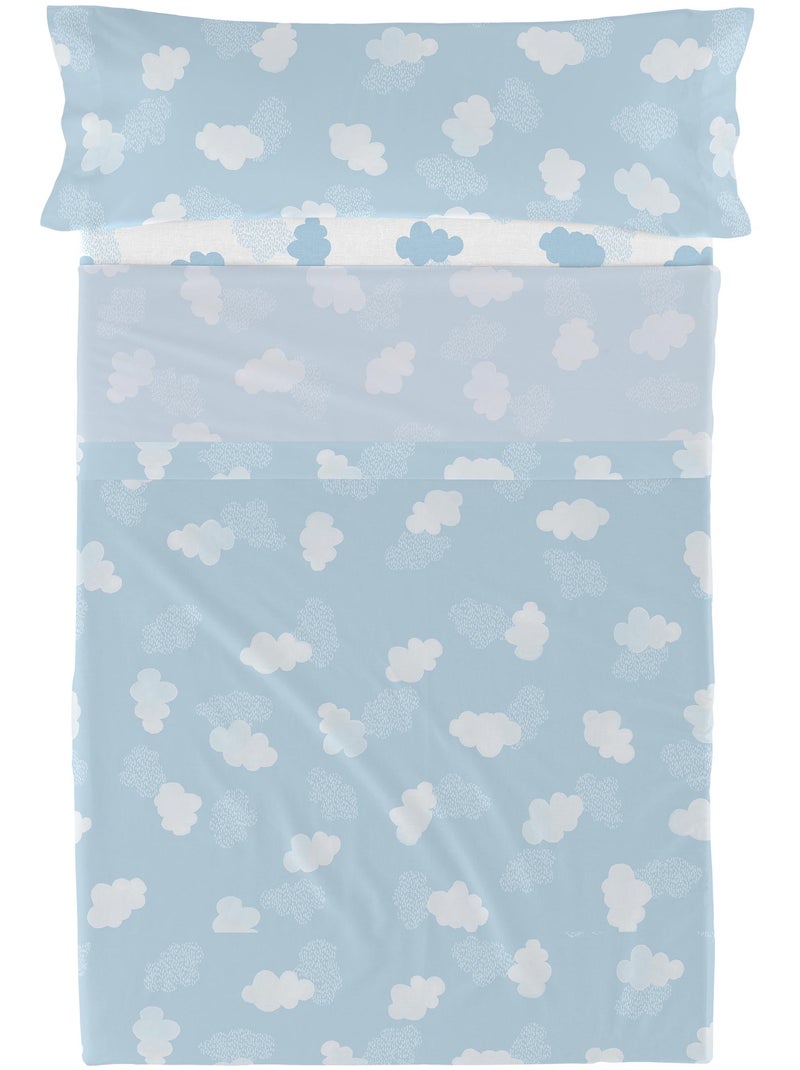 Set lenzuola 2 pezzi Clouds "Happyfriday" Blu - Kiabi