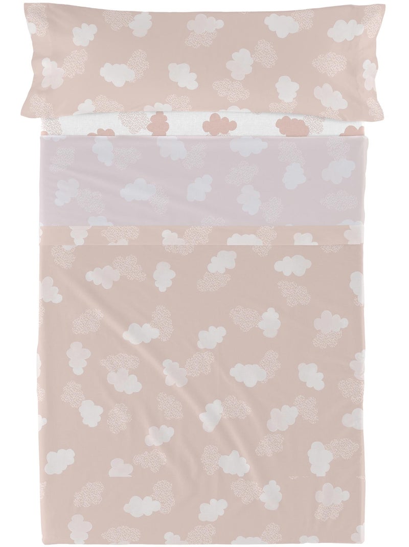 Set lenzuola 2 pezzi Clouds "Happyfriday" Rosa - Kiabi