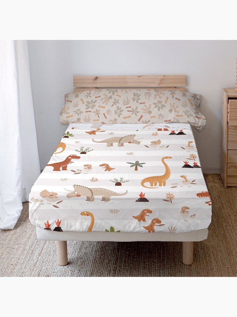 Set lenzuola 2 pezzi Dino family "Happyfriday" Bianco - Kiabi