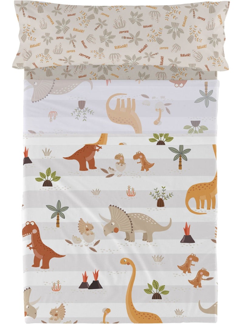 Set lenzuola 2 pezzi Dino family "Happyfriday" Bianco - Kiabi