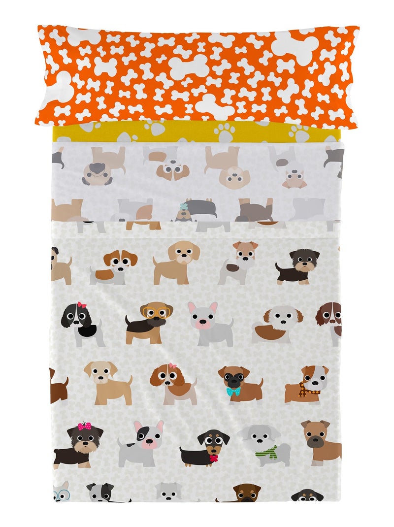 Set lenzuola 2 pezzi Dogs "Happyfriday" Bianco - Kiabi