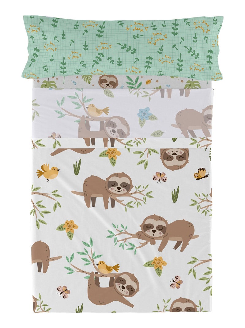 Set lenzuola 2 pezzi Happy sloth "Happyfriday" Bianco - Kiabi