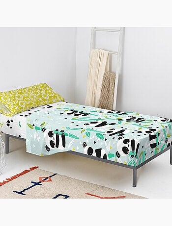 Set lenzuola 2 pezzi Panda garden blue "Happyfriday