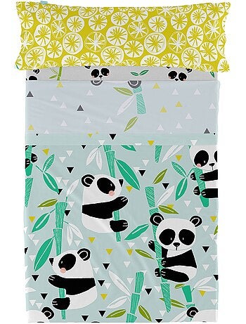 Set lenzuola 2 pezzi Panda garden blue "Happyfriday