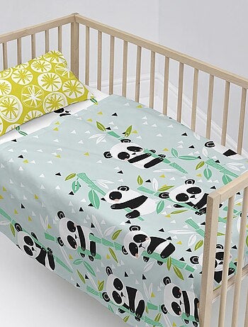 Set lenzuola 2 pezzi Panda garden blue "Happyfriday