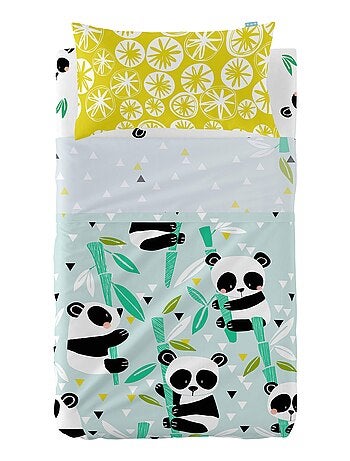 Set lenzuola 2 pezzi Panda garden blue "Happyfriday