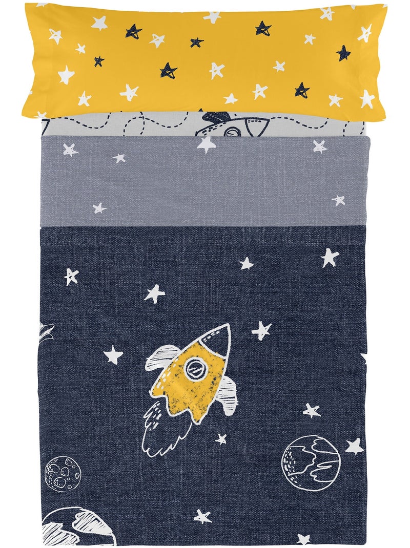 Set lenzuola 2 pezzi Starspace "Happyfriday" Bianco - Kiabi