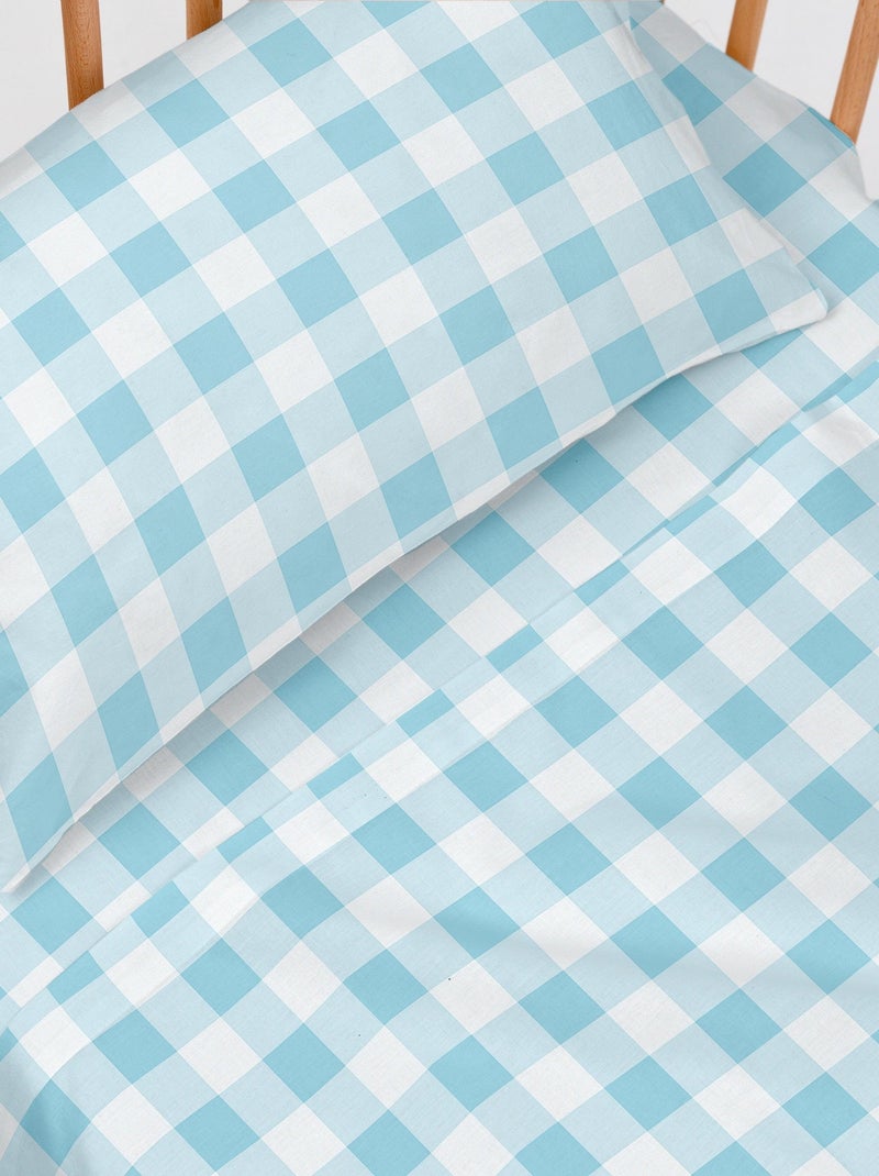 Set lenzuola 2 pezzi Vichy "Happyfriday" Blu - Kiabi