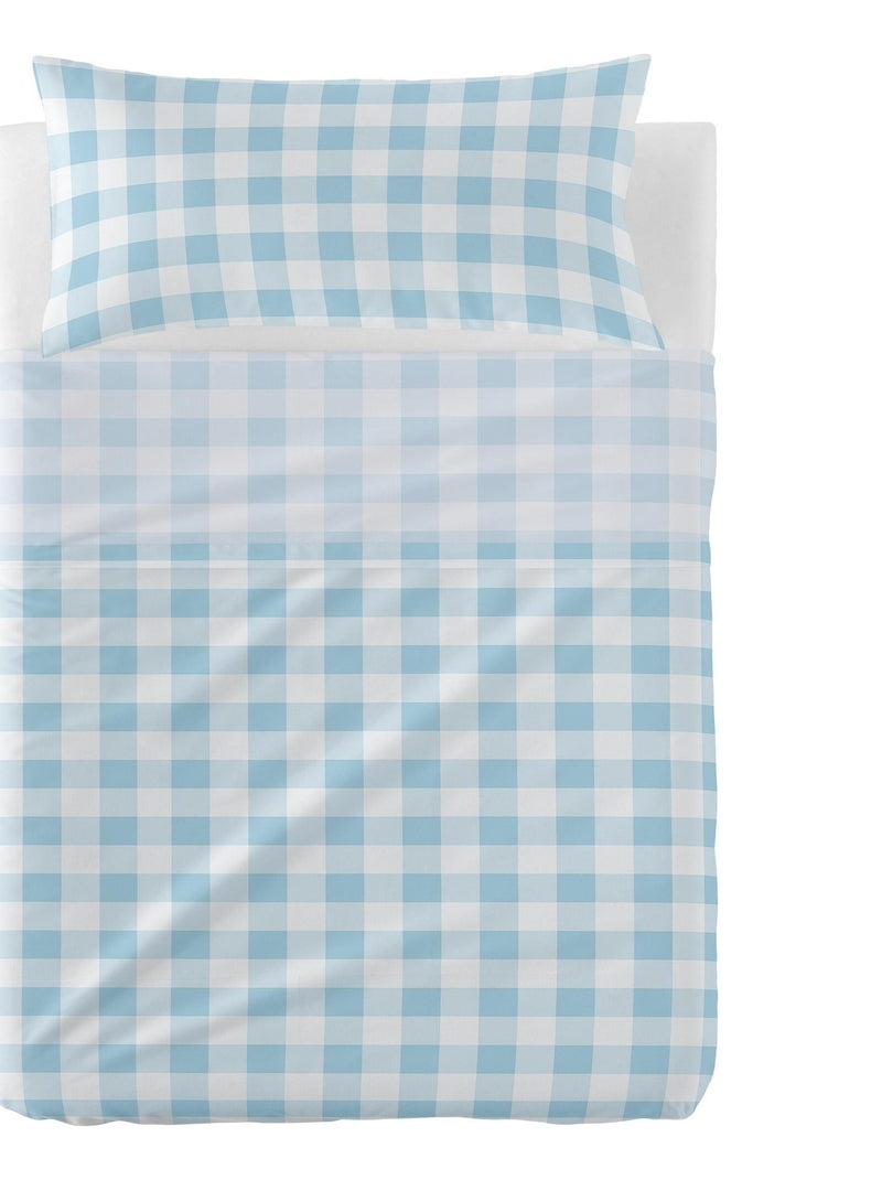 Set lenzuola 2 pezzi Vichy "Happyfriday" Blu - Kiabi