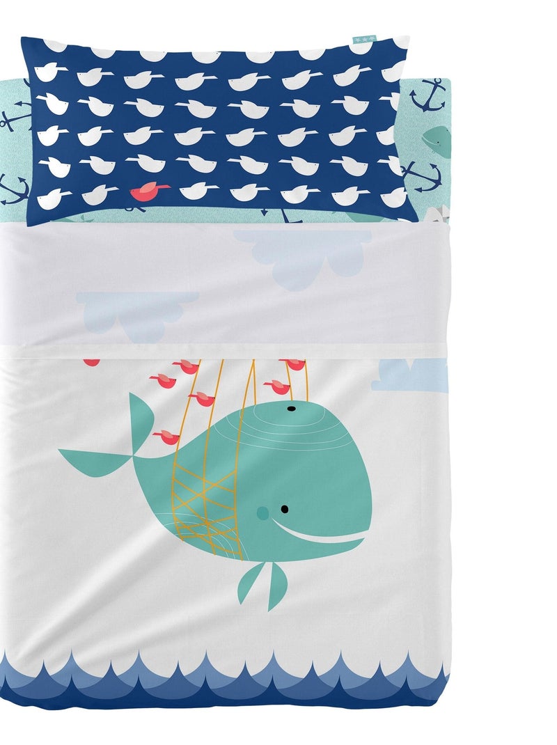 Set lenzuola 2 pezzi Whale "Happyfriday" Multicolore - Kiabi