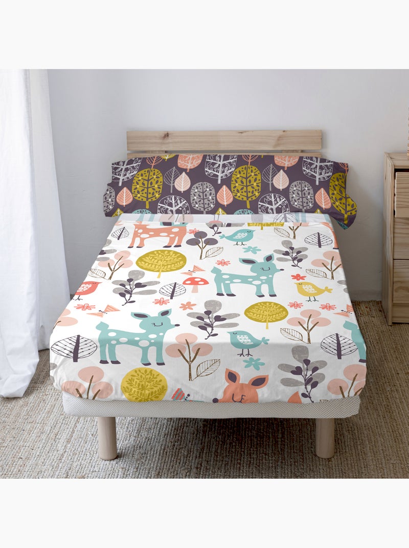 Set lenzuola 2 pezzi Woodland "Happyfriday" Multicolore - Kiabi