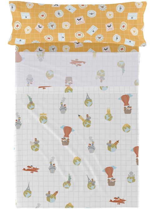 Set lenzuola 2 pezzi World trip "Happyfriday" - Kiabi Set lenzuola 2 pezzi World trip "Happyfriday" - Kiabi