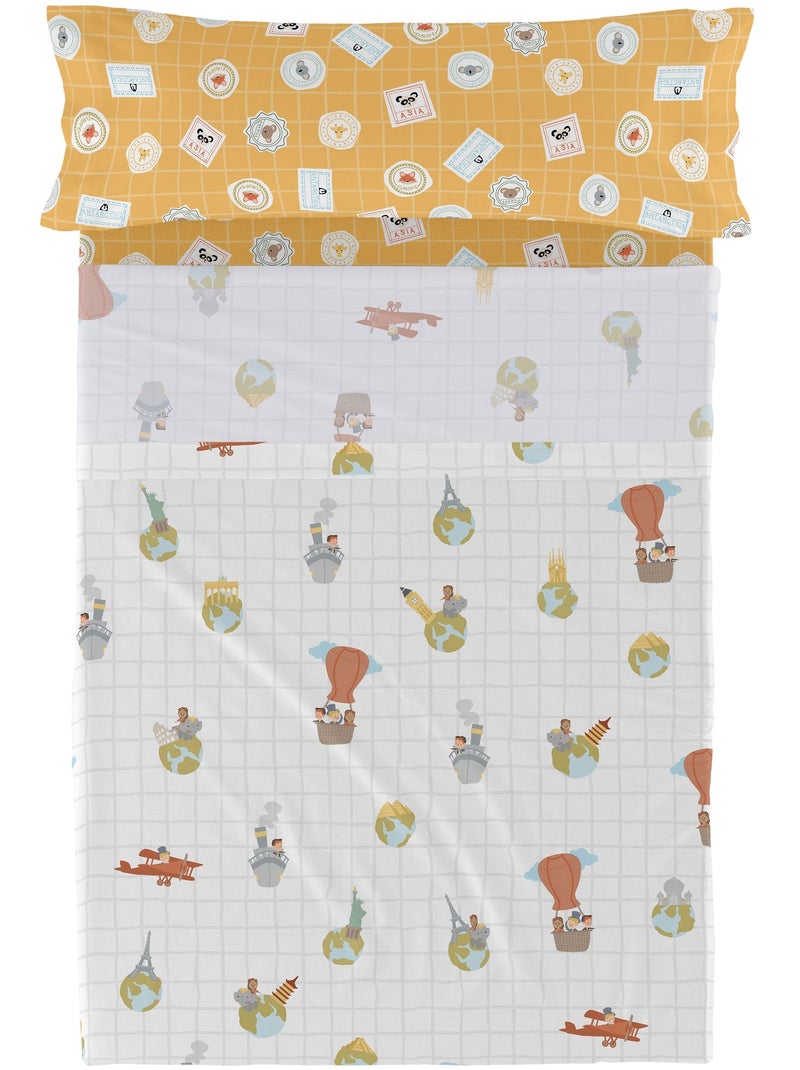 Set lenzuola 2 pezzi World trip "Happyfriday" Multicolore - Kiabi