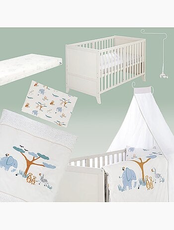 Set lettino 'Savanna Friends' 70 x 140 con accessori completi - Grigio naturale / Beige