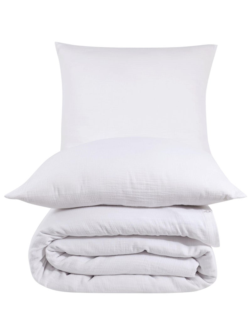 Set letto + 2 federe 65x65 cm  garza di cotone Bianco - Kiabi